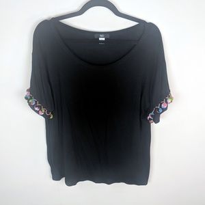 FGD Black Pom Pom Tee.         B20-12